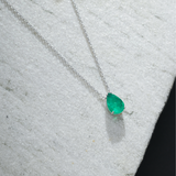 Colar Prata Gota e Esmeralda