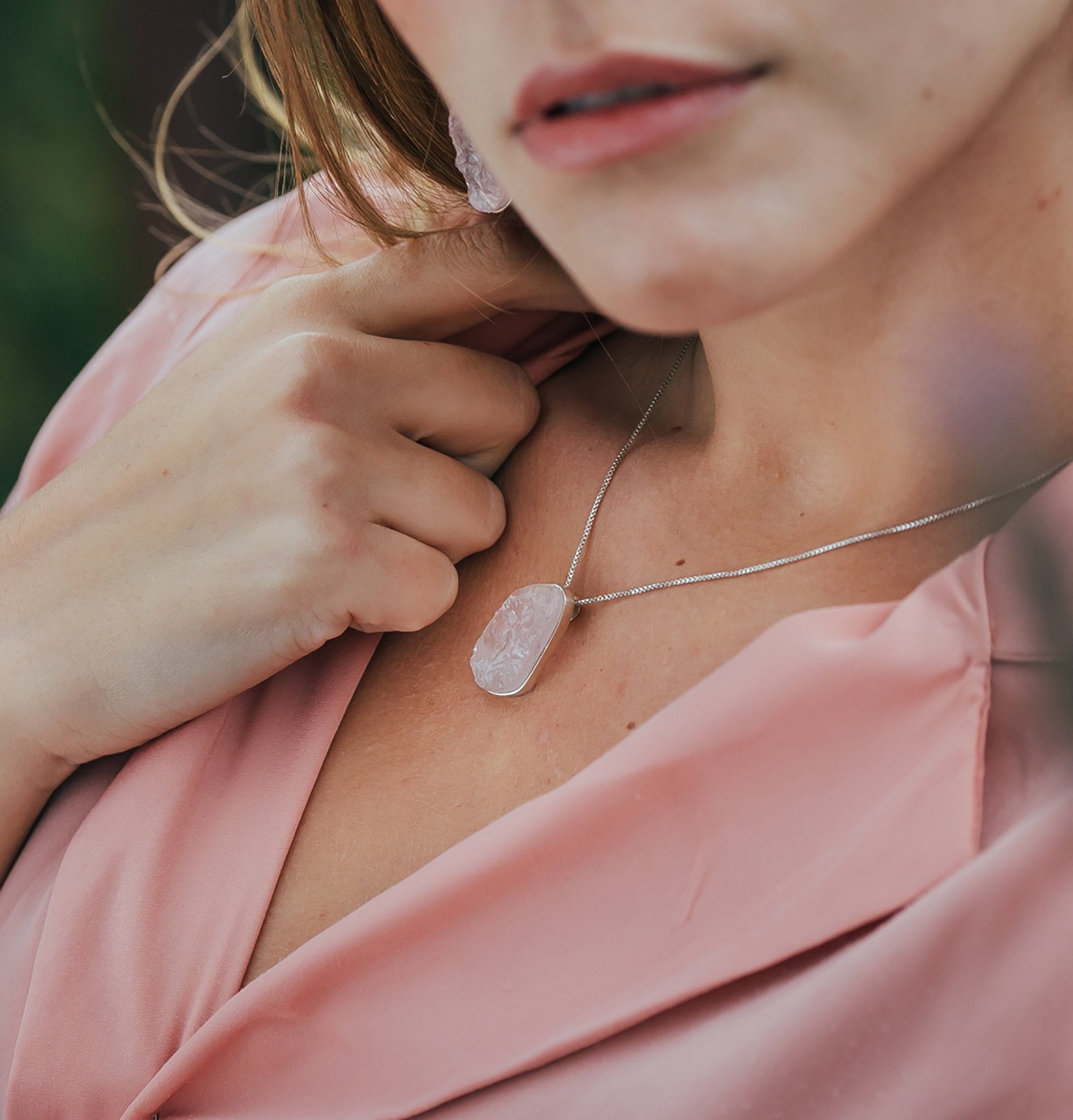 Alter Raw Necklace - Rose Quartz - Alke