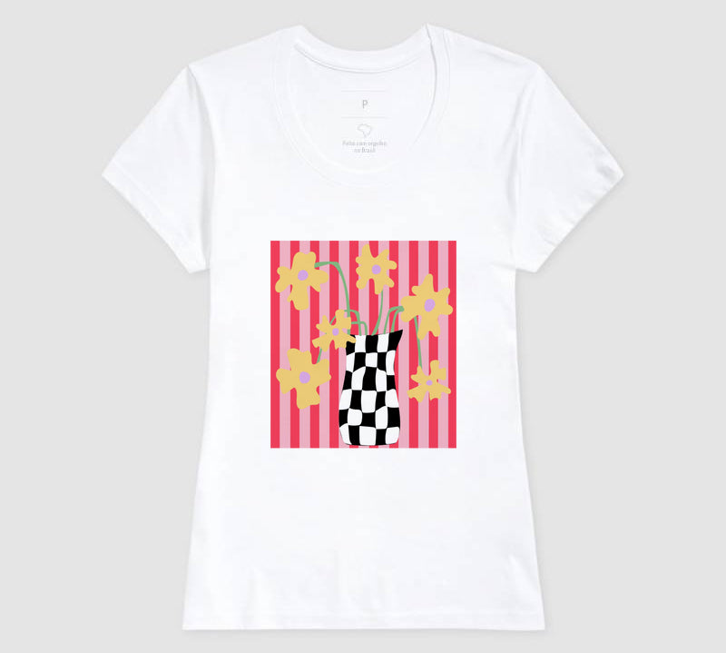 Camiseta Flores Xadrez