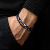 Pulseira Lápis-Lazúli e Ágata Negra (4mm)