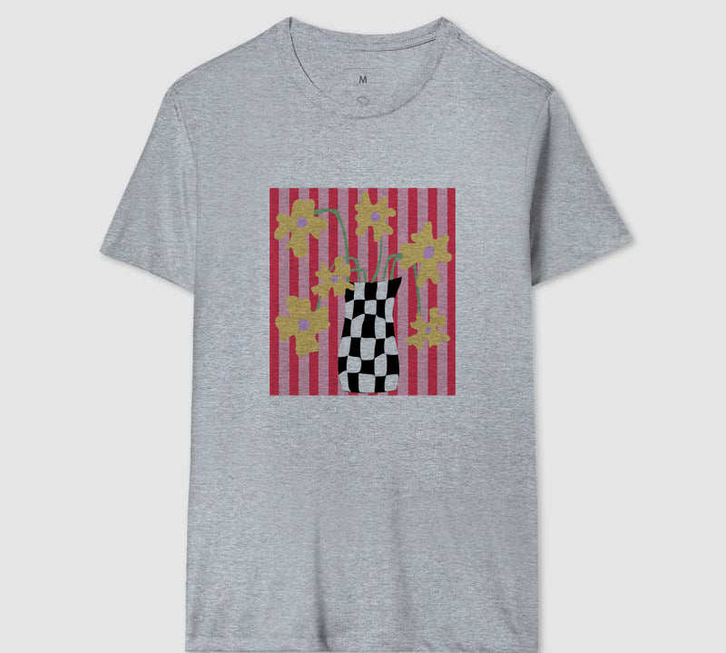 Camiseta Flores Xadrez