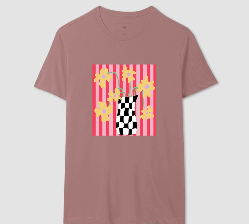 Camiseta Flores Xadrez