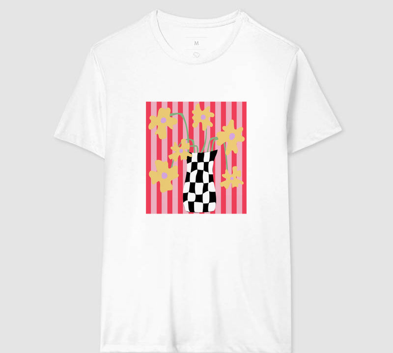 Camiseta Flores Xadrez