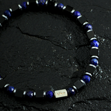 Pulseira Lápis-Lazúli Facetada e Ágata Negra Cubo (4mm)