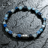 Pulseira Água Marinha e Dumortierite  (5mm)