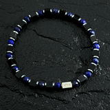 Pulseira Lápis-Lazúli Facetada e Ágata Negra Cubo (4mm)