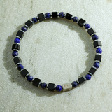 Pulseira Lápis-Lazúli Facetada e Ágata Negra Cubo (4mm)