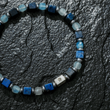 Pulseira Água Marinha e Dumortierite  (5mm)