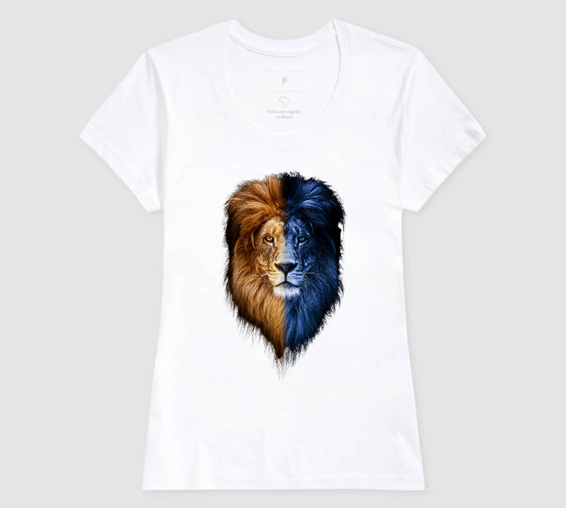 Camiseta Leão Azul e Amarelo