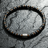 Pulseira Ágata Negra e Bronze II (4mm)