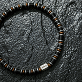 Pulseira Ágata Negra e Bronze II (4mm)