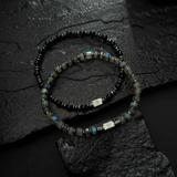 Pulseira Masculina Ágata Negra e Labradorita