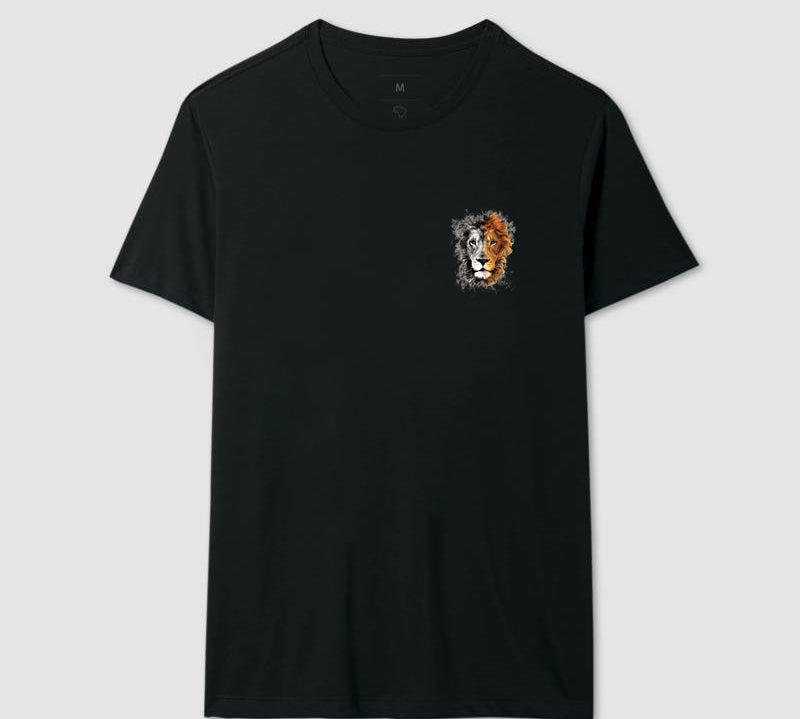 Camiseta Leão Preto e Amarelo