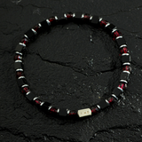 Pulseira Granada Facetada e Ágata Negra Cubo (4mm)