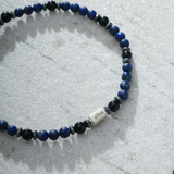 Pulseira Lápis-Lazúli e Ágata Negra (4mm)