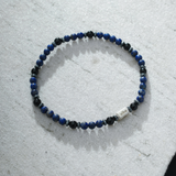 Pulseira Lápis-Lazúli e Ágata Negra (4mm)