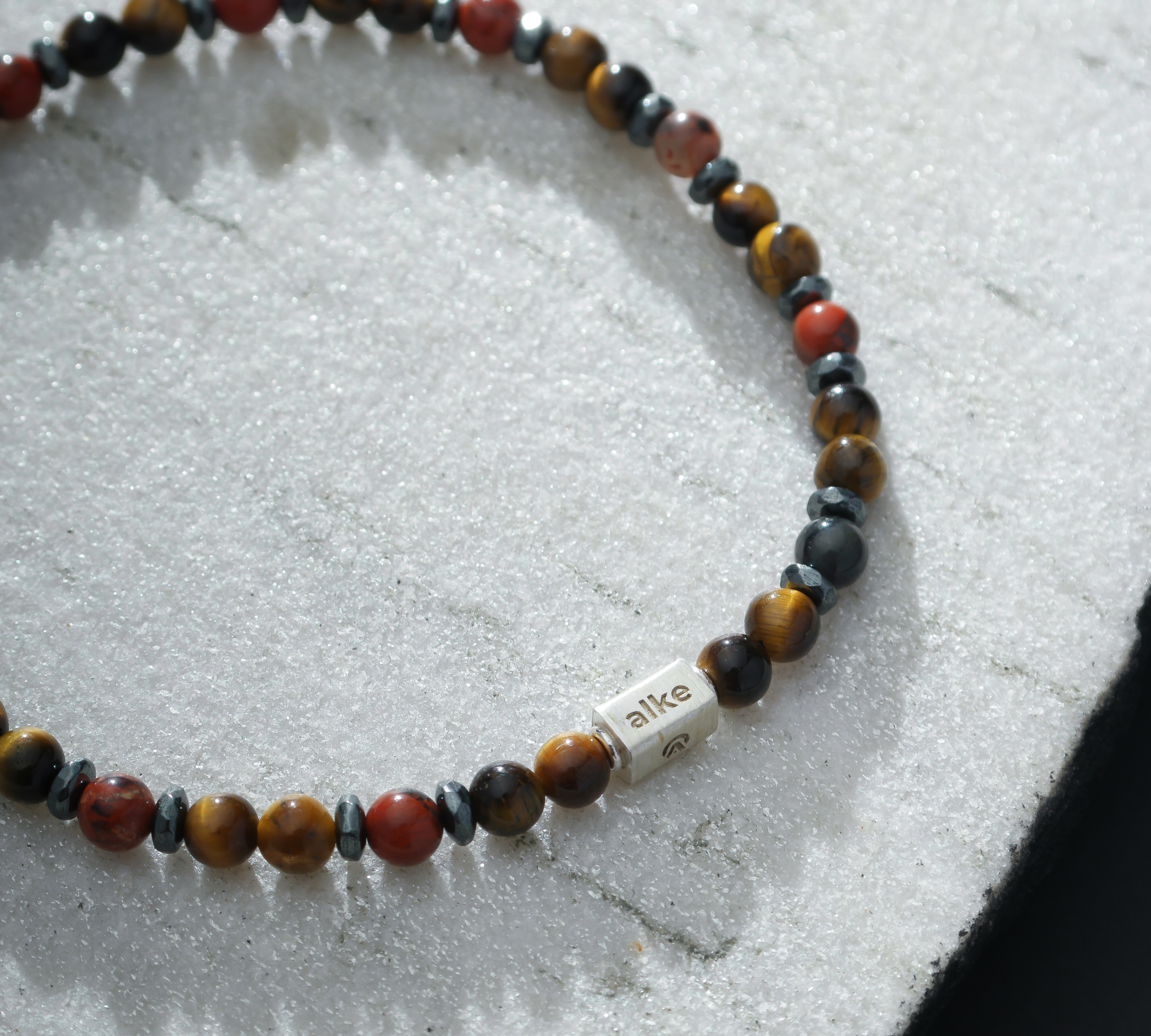 Pulseira Olho de Tigre e Jaspe (4mm)