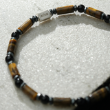 Pulseira Masculina Olho de Tigre e Ágata Negra
