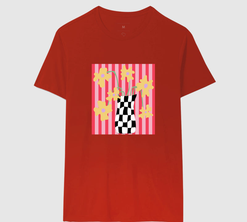 Camiseta Flores Xadrez