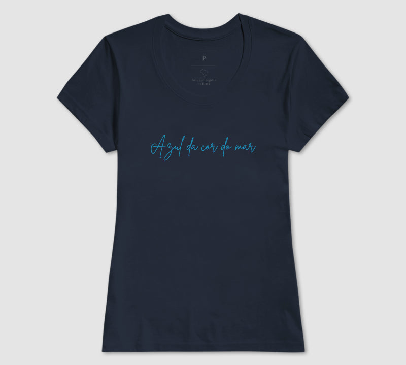 Camiseta Azul da Cor do Mar