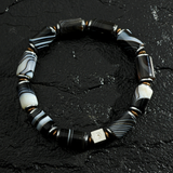 Pulseira Ágata Listrada Preta (8mm)