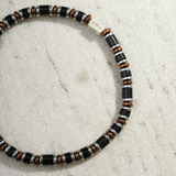 Pulseira Ágata Negra e Bronze II (4mm)