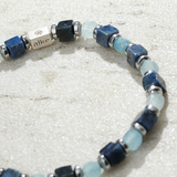 Pulseira Água Marinha e Dumortierite  (5mm)