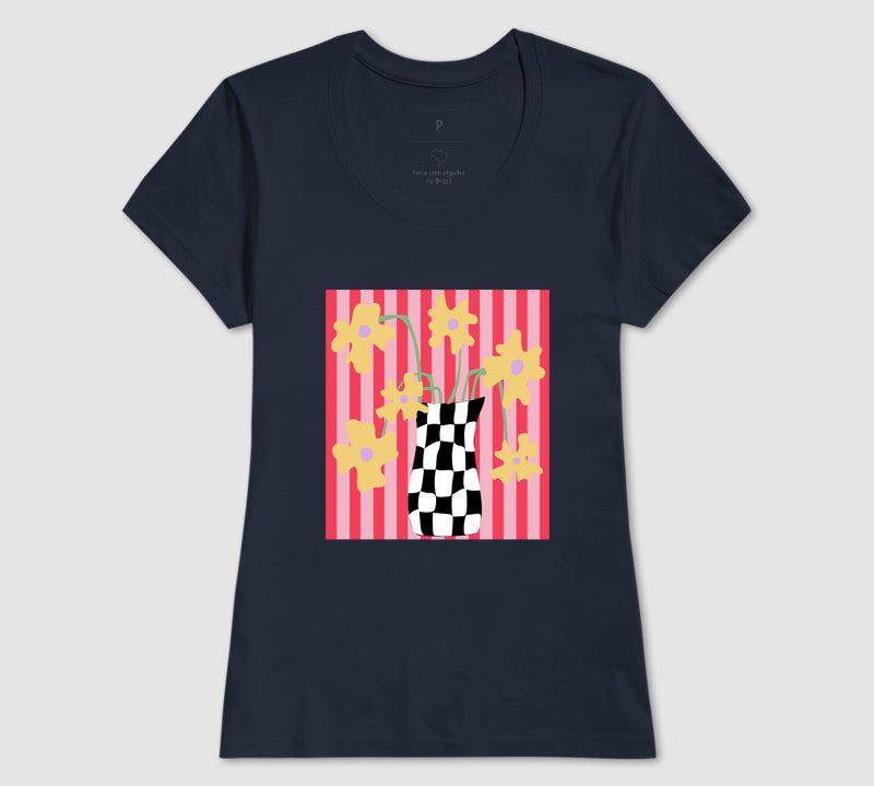 Camiseta Flores Xadrez