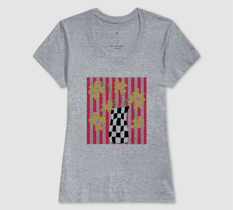 Camiseta Flores Xadrez