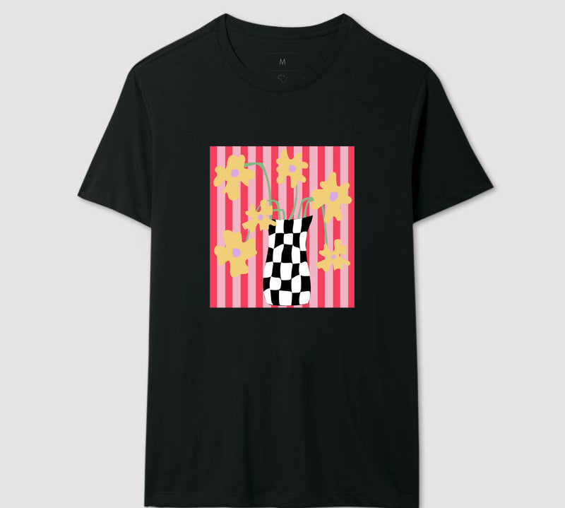 Camiseta Flores Xadrez