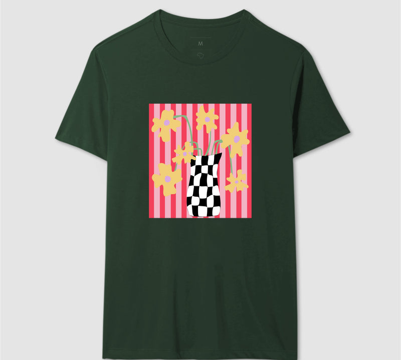 Camiseta Flores Xadrez