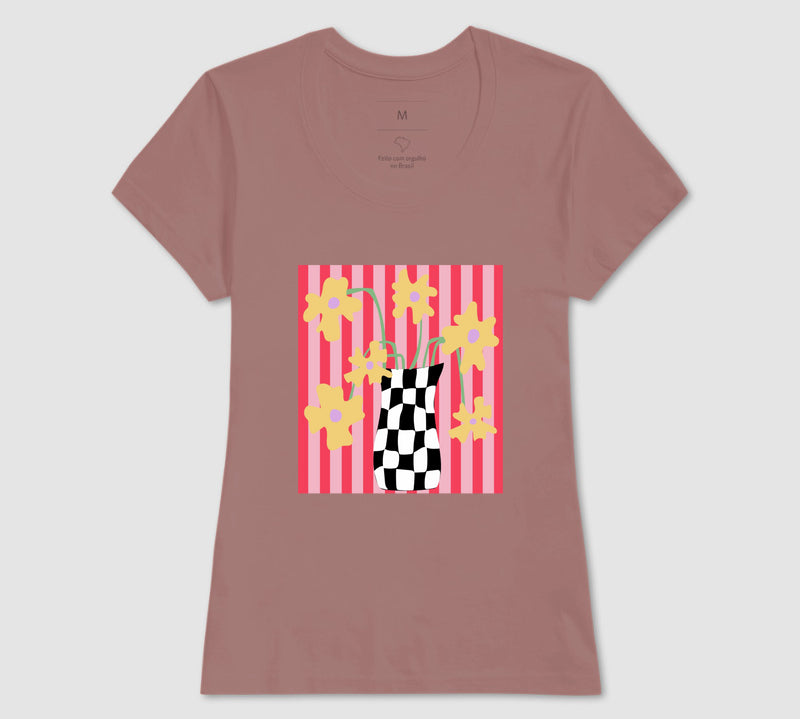 Camiseta Flores Xadrez