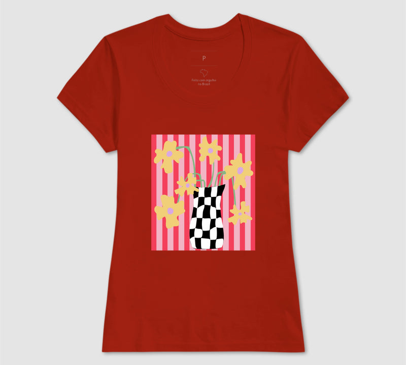 Camiseta Flores Xadrez