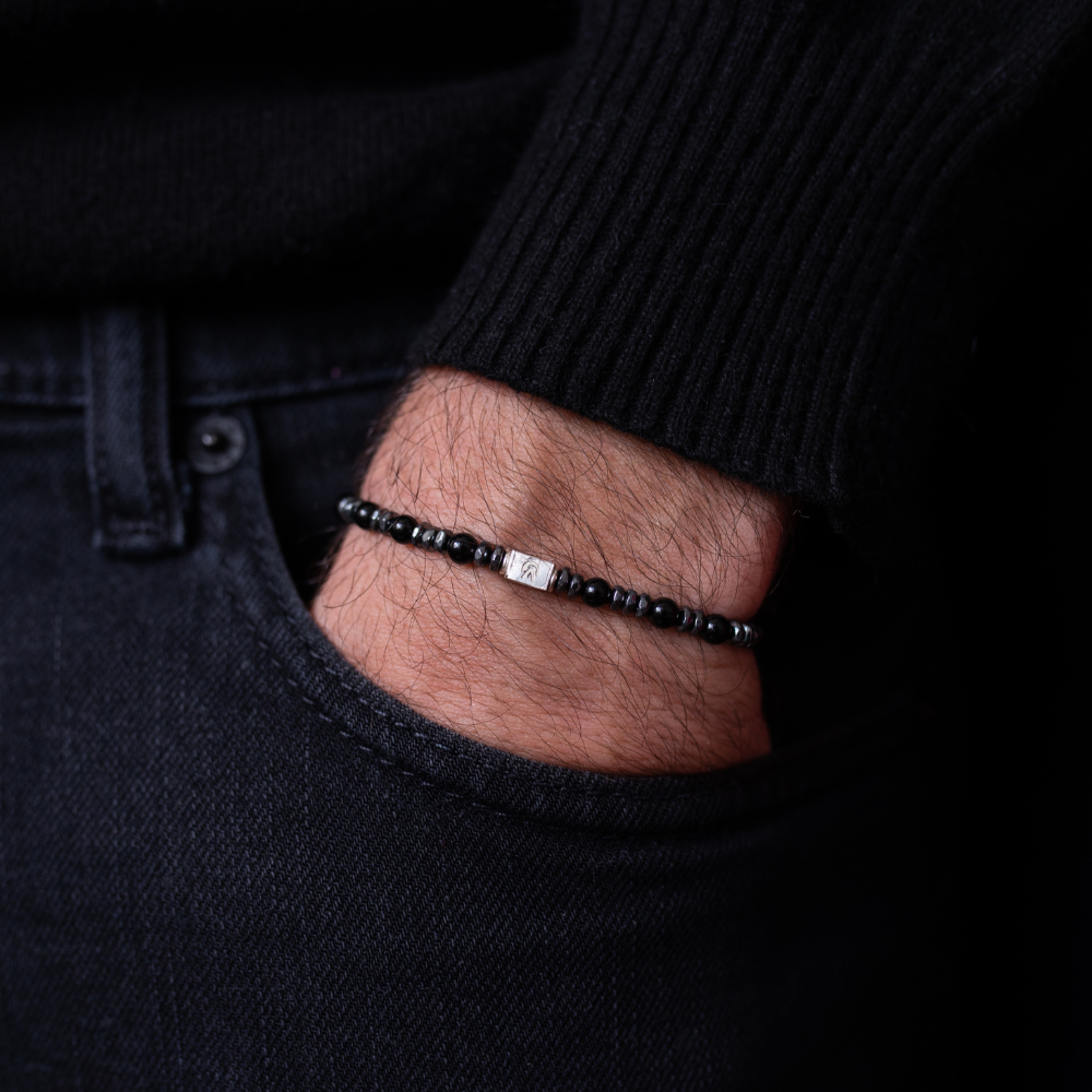 Pulseira Masculina Ágata Negra