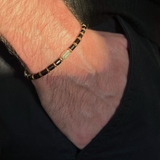 Pulseira Ágata Negra e Bronze (4mm)
