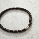 Pulseira Ágata Negra e Bronze (4mm)