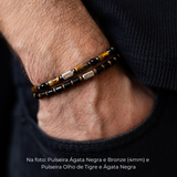 Pulseira Olho de Tigre e Ágata Negra