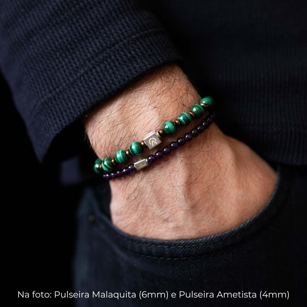Pulseira Malaquita e Ametista