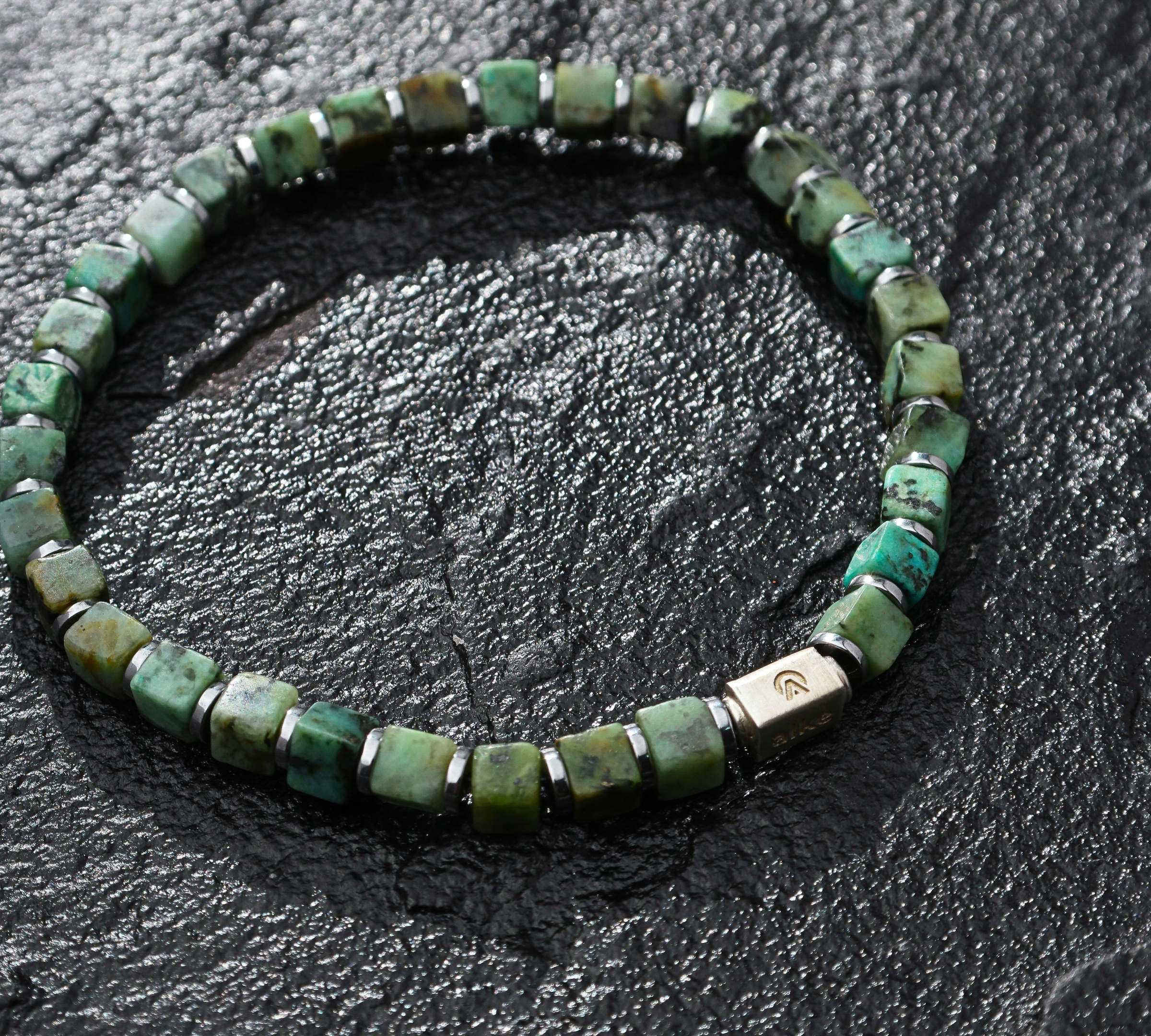 Pulseira Turquesa Africana Cubo (4mm)