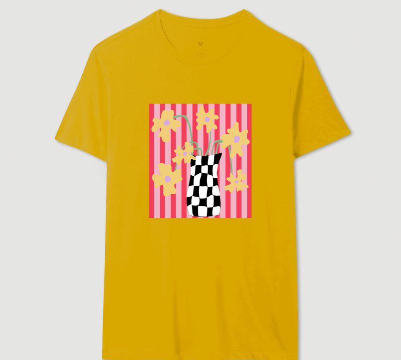 Camiseta Flores Xadrez