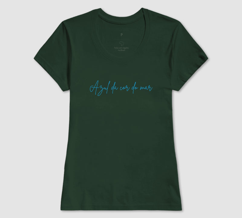 Camiseta Azul da Cor do Mar