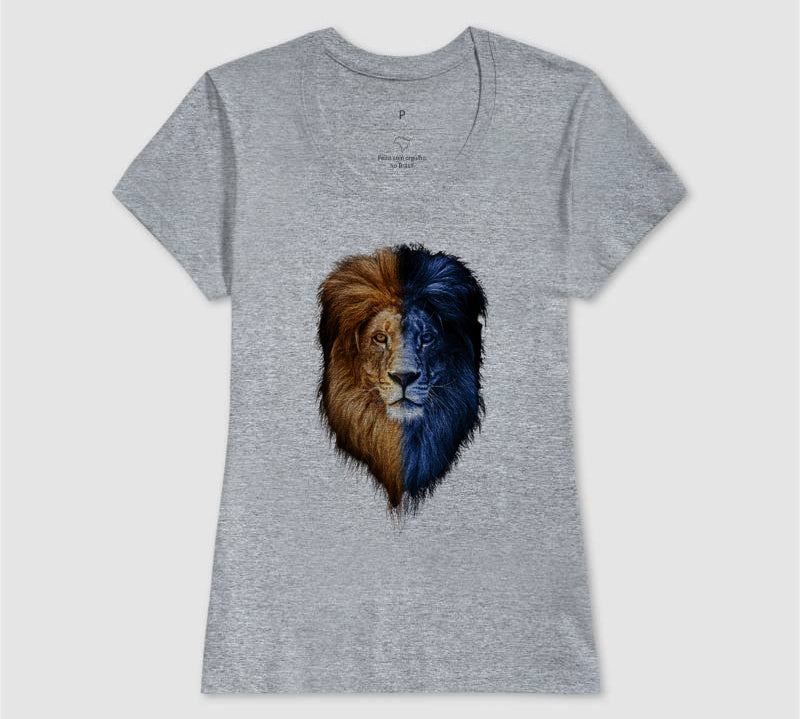 Camiseta Leão Azul e Amarelo