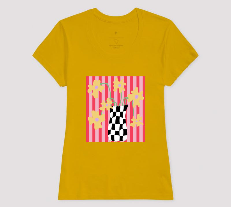 Camiseta Flores Xadrez