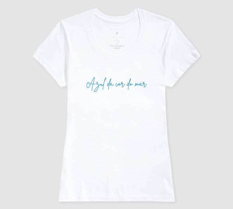 Camiseta Azul da Cor do Mar