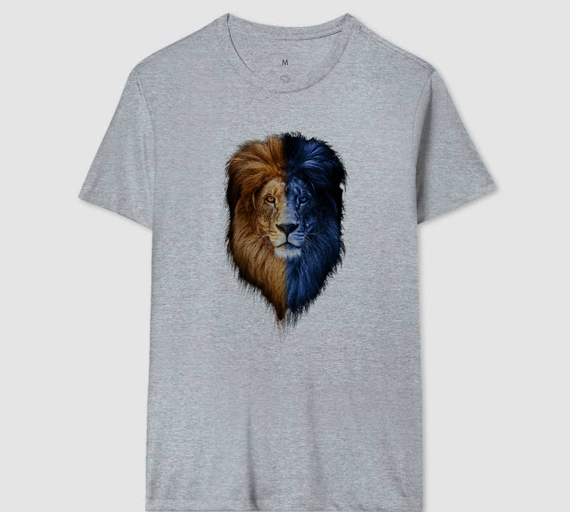 Camiseta Leão Azul e Amarelo