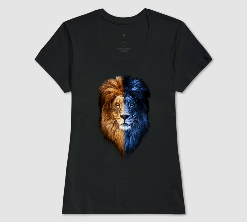 Camiseta Leão Azul e Amarelo