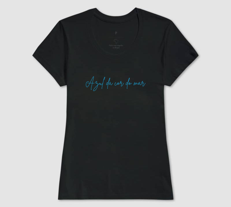 Camiseta Azul da Cor do Mar