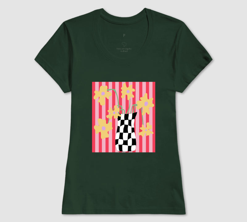 Camiseta Flores Xadrez