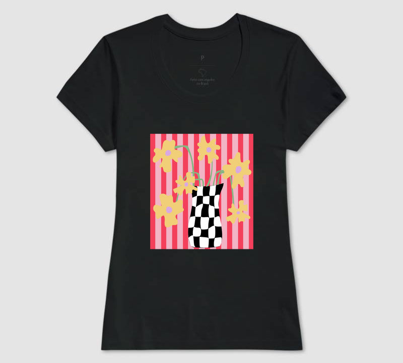 Camiseta Flores Xadrez