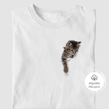 Camiseta Gato Brincando | Algodão Peruano |